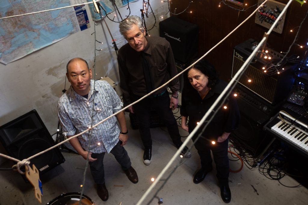 Ernie Kim, Jason Sydney Sandford and Thalia Zedek of U.S. Experimental Rock Band E.